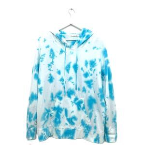 Jane & Delancey Women's Hoodie Activewear Blue White Tie Dye Comfy Hood  L